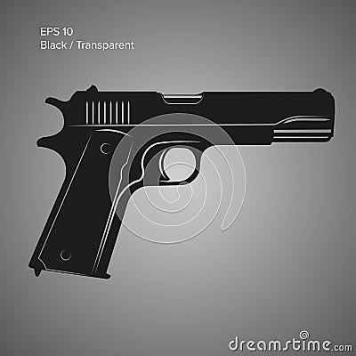 Classic 9mm pistol vector illustration. Legendary armament. Vector Illustration