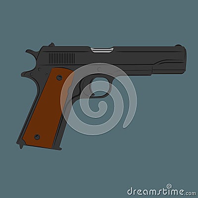 Classic 9mm pistol vector illustration. Legendary armament. Vector Illustration