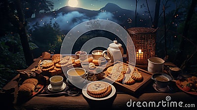 Classic mooncakes, cherished tradition of Chinese culture.AI Generated Stock Photo