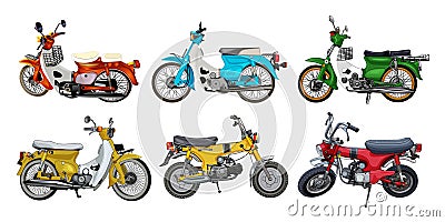 classic motorbike bundle vector illustration for any design purposes. Vector Illustration
