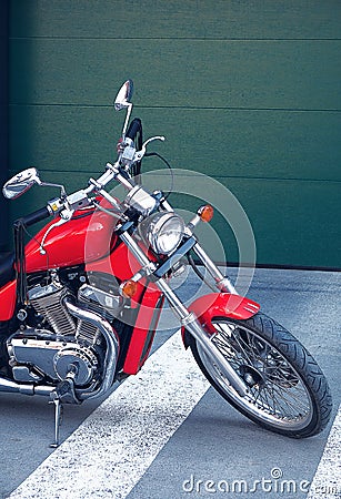 Classic Motorcycle or Bike in the Parking lot at the shopping center Stock Photo