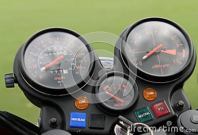 Classic motorcycle gauges Stock Photo