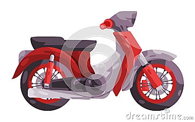 Classic motorcycle illustration of red super cub japan retro style motorbike Vector Illustration