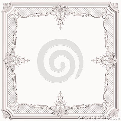 Classic moulding white frame with ornament decor for classic int Cartoon Illustration