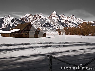 classic moulton barn and grand teton mountains Stock Photo