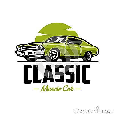 Classic Muscle Car Illustration Vector Isolated EPS Stock Photo