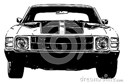 Classic muscle car vector illustration with texture Vector Illustration