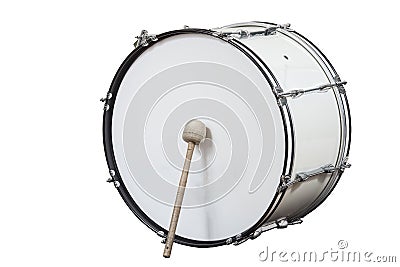 Classic musical instrument big drum isolated on white background Stock Photo