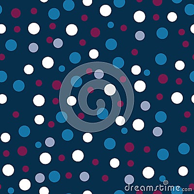 Classic navy background with polka dots seamless pattern. Stock Photo