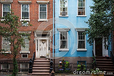 Classic New York apartment buildings in Greenwich Village Stock Photo