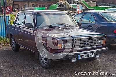Classic old Soviet car Lada parked Editorial Stock Photo