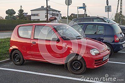 Classic old red Fiat Seicento parked Editorial Stock Photo