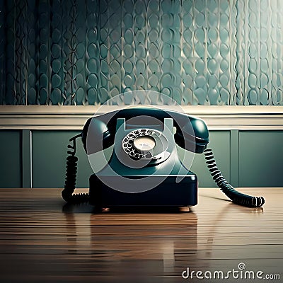 Classic vintage rotary telephone - ai generated image Stock Photo