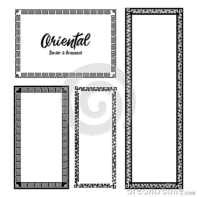 Classic Oriental Chinese Ornament Frame Vintage Border Art Decorative Vector Illustration