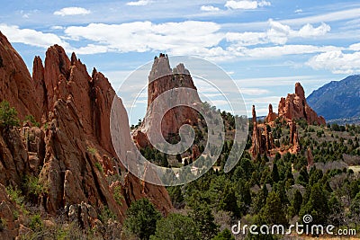 Classic Overlook View of Garden of the Gods in Colorado Springs Stock Photo