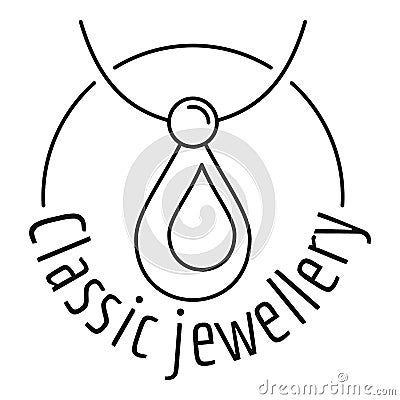 Classic pendant jewellery logo, outline style Vector Illustration