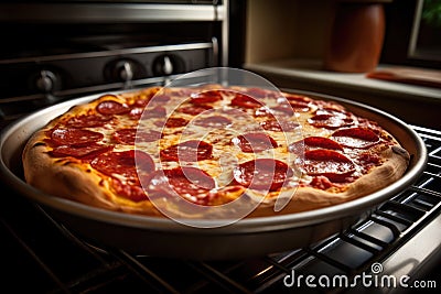 classic pepperoni pizza, ready to be baked and enjoyed Stock Photo