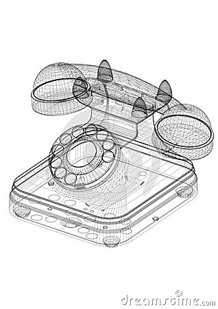 Classic Phone Architect blueprint - isolated Stock Photo