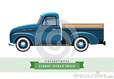 Classic pickup truck side view Vector Illustration