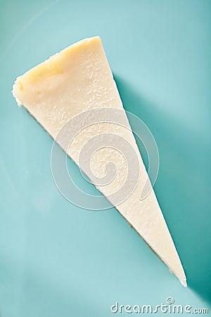 Classic Plain New York Cheesecake on Blue Plate Stock Photo