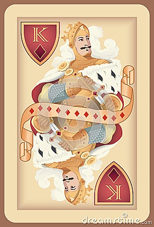 Classic playing card king diamonds. Vector illustrations Vector Illustration