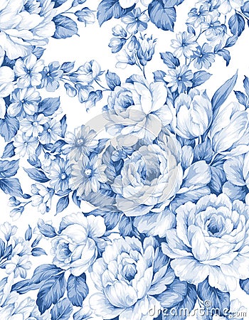Classic Popular Flower Seamless pattern background Stock Photo