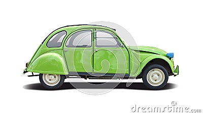 Green Citroen 2CV isolated on white Stock Photo