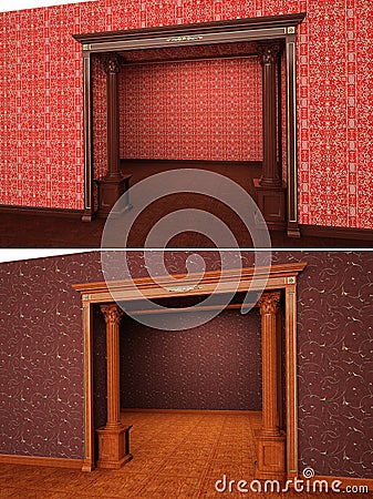 Classic portal in interior 3D rendering Stock Photo