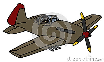 Classic propeller fighter Vector Illustration