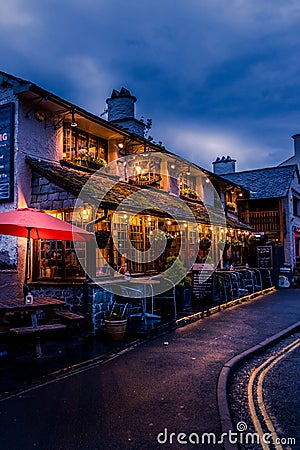 Pub at night Stock Photo