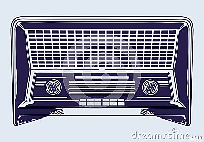 Classic Radio - Old-Fashioned Vintage Wireless Receiver - Hand Drawing Sketch Vector Illustration