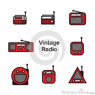 Classic radio - white vintage square radio tuner Vector Illustration