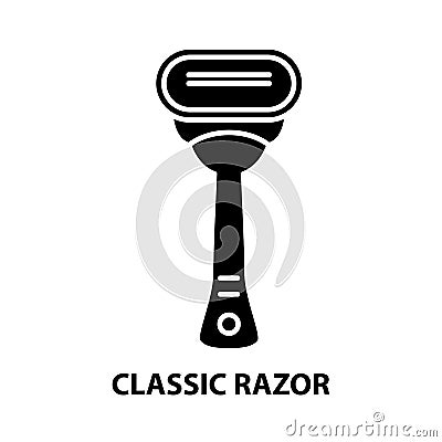 classic razor icon, black vector sign with editable strokes, concept illustration Cartoon Illustration