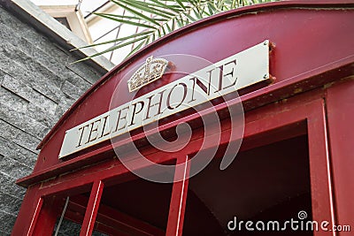 Classic red British telephone box Stock Photo