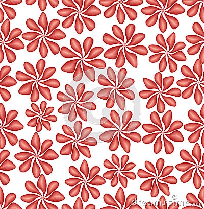 Classic red flower patterns on white background. Seamless abstract vector background Vector Illustration