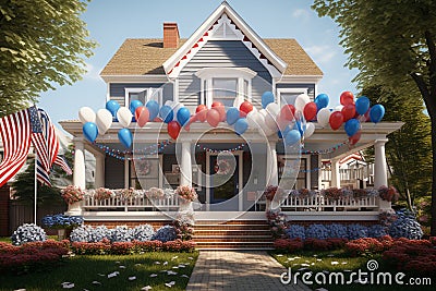 Classic red white and blue decorations adorning. Generative ai Stock Photo