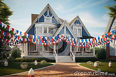 Classic red white and blue decorations adorning. Generative ai Stock Photo