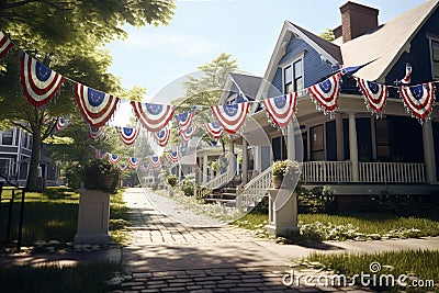 Classic red white and blue decorations adorning. Generative ai Stock Photo