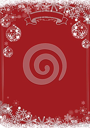 Classic red winter christmas background with xmas ball Vector Illustration