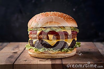 Classic representation of fast food indulgence, a delicious burger Stock Photo