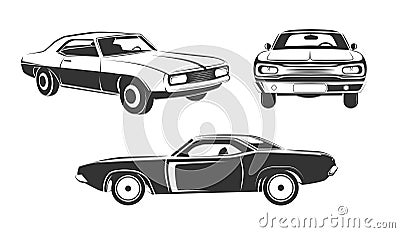 Classic retro muscle cars vector set Vector Illustration