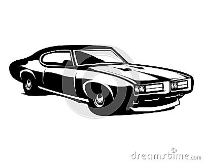 Classic Retro Pontiac GTO Judge vector isolated on a white background as seen from the side. Vector Illustration