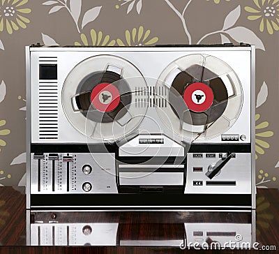 Classic retro reel to reel open 60s vintage music Stock Photo