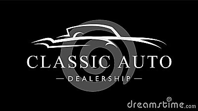 Classic retro style sports car auto logo silhouette Vector Illustration