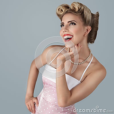 Classic retro style young pin-up girl Stock Photo