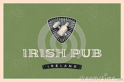 Classic retro styled label for Irish Pub Vector Illustration