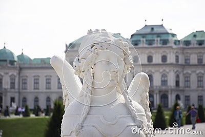 Classic retro vintage antique art statue for Austrians people and foreign travelers travel visit in garden of Belvedere Palace or Editorial Stock Photo
