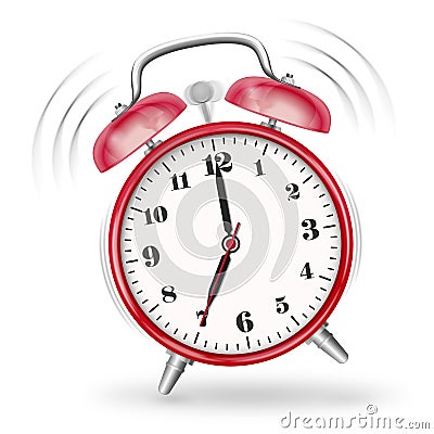 Classic Ringing Alarm Clock Icon with Red Surface Stock Photo