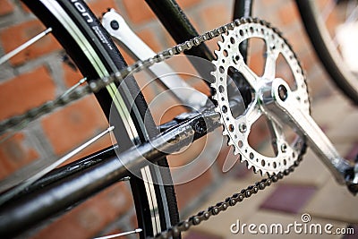 Classic road retro bicycle close-up photo Stock Photo