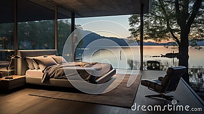 A classic rooftop lounge with a glass wall HD wall mockup 1920 * 1080 background Stock Photo